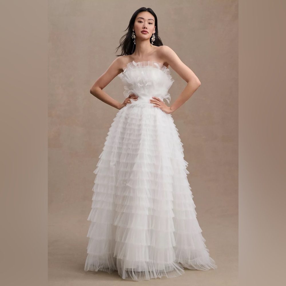 Anthropologie x Mac Duggal Kylie Strapless Ruffle Wedding Gown